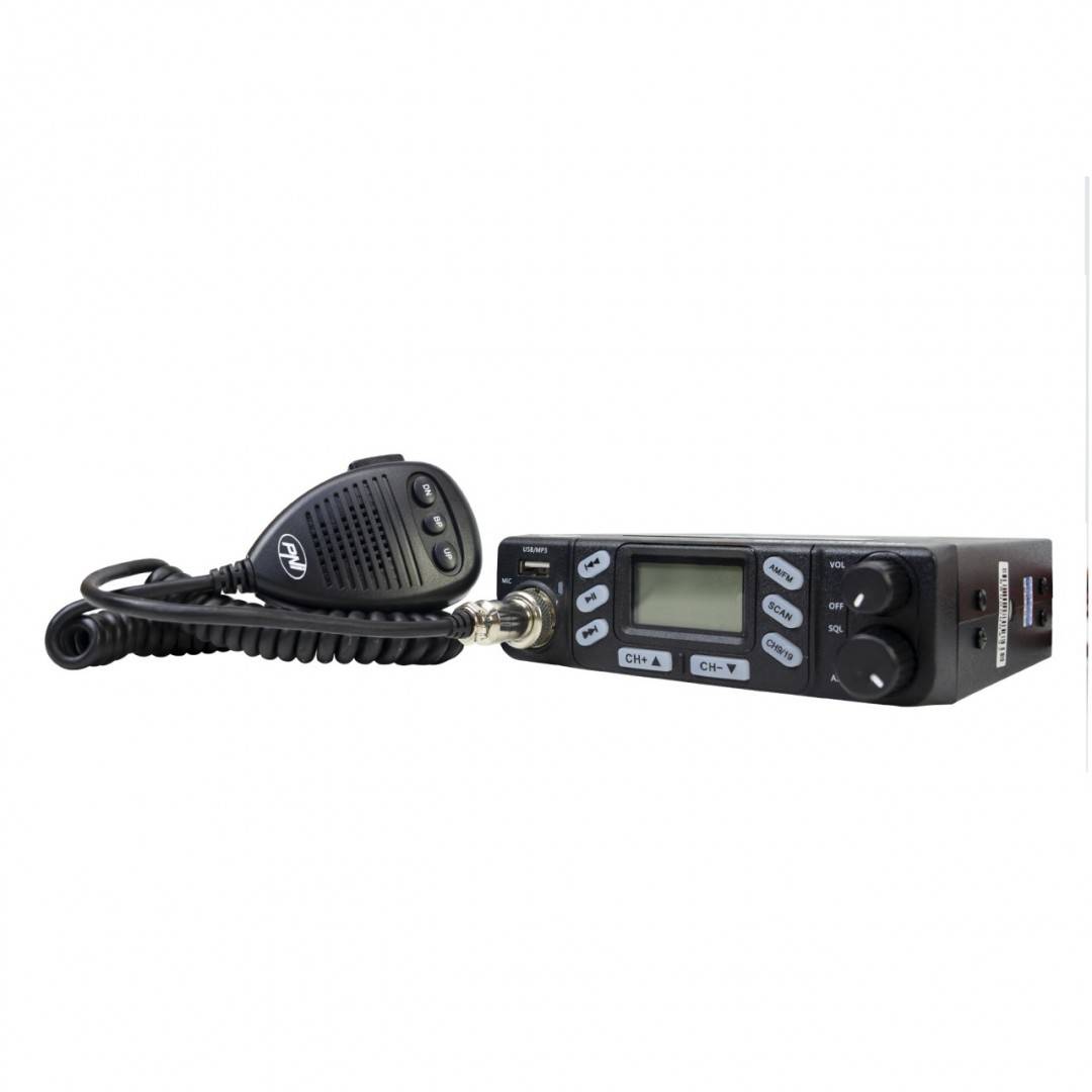 Pachet Statie radio CB PNI Escort HP 6800 ASQ, 12/24 V cu antena CB PNI ML70 cu magnet