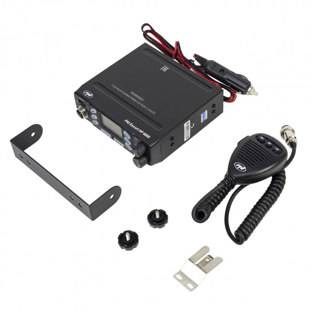 Pachet Statie radio CB PNI Escort HP 6800 ASQ, 12/24 V cu antena CB PNI ML70 cu magnet