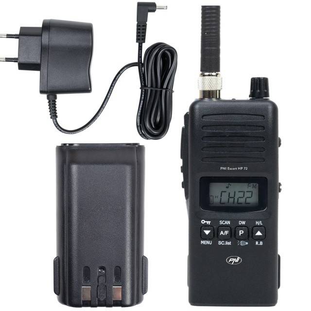 Pachet Statie radio CB PNI Escort HP 72 cu adaptor alimentare 12V-24V si antena exterioara