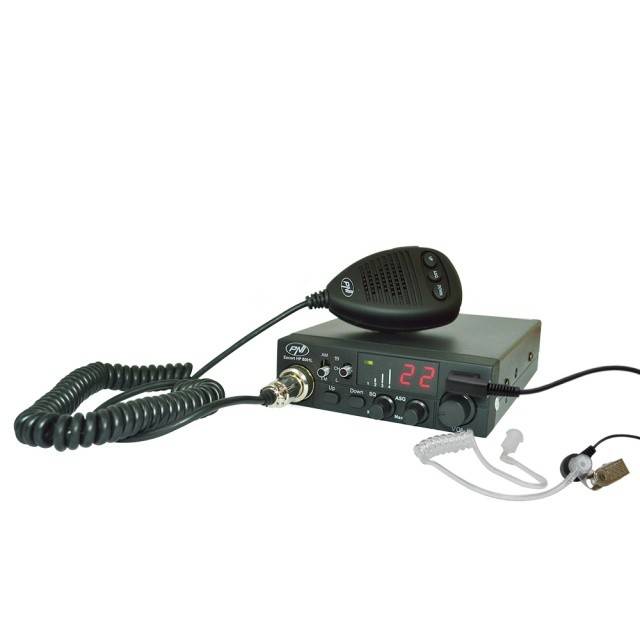 Pachet statie radio CB PNI ESCORT HP 8001L ASQ 4W 12V, 40 canale + Antena CB PNI Extra 40 cu magnet inclus, lungime 45 cm, 30W