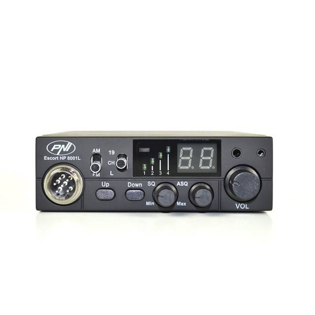 Pachet statie radio CB PNI ESCORT HP 8001L ASQ 4W 12V, 40 canale + Antena CB PNI Extra 40 cu magnet inclus, lungime 45 cm, 30W