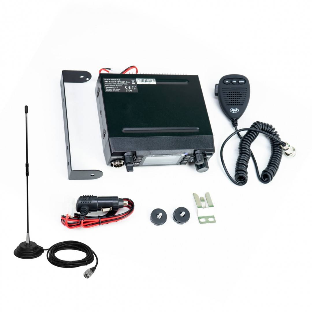 Pachet Statie radio CB PNI Escort HP 9001 PRO, ASQ + Amplificator RX-TX KL203P, AM-FM-SSB, 100W, 12V si cablu PNI R50