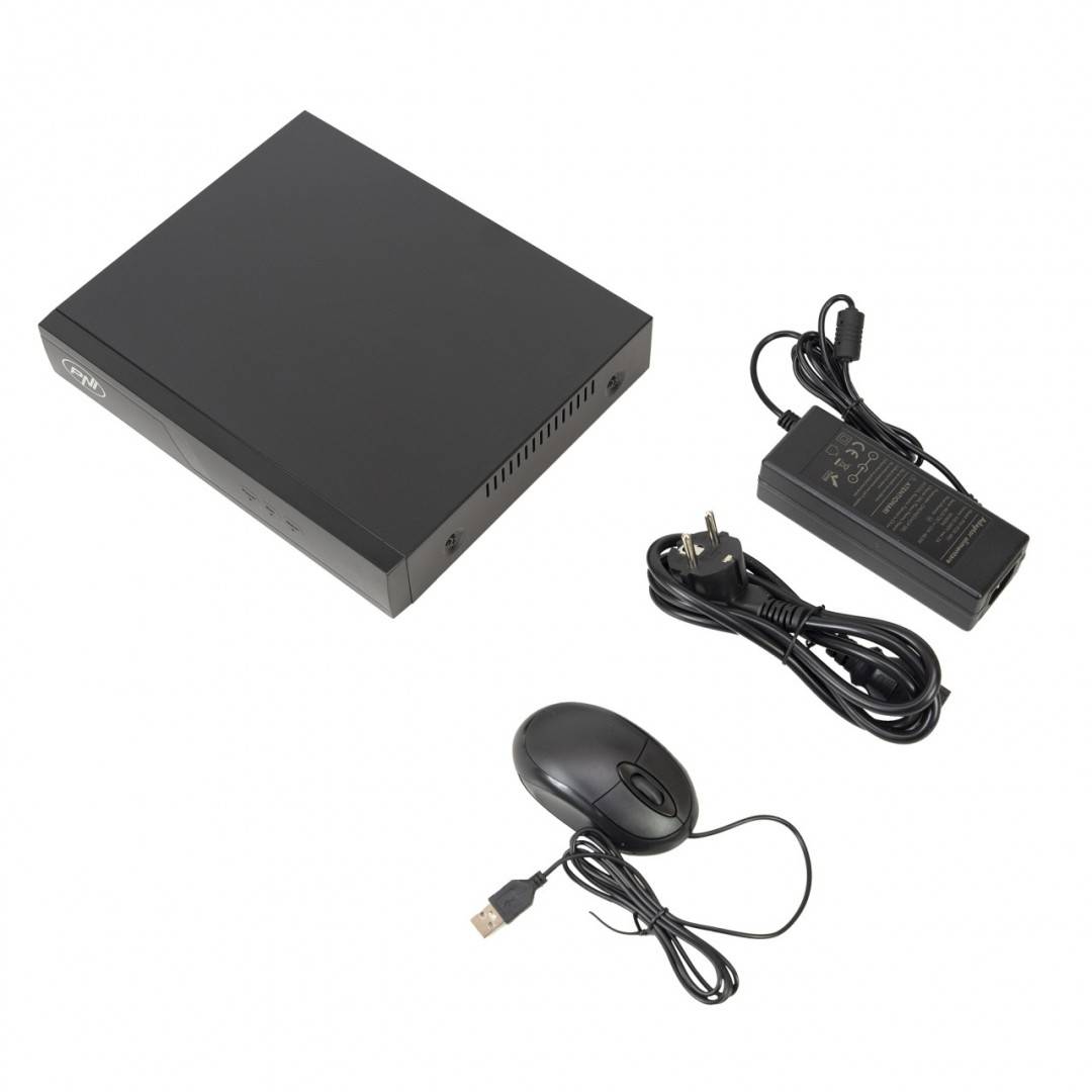 Pachet supraveghere video NVR POE PNI House IP710J, 4 camere PNI IP808J 8MP si 4 cabluri UTP CAT6 20 metri incluse