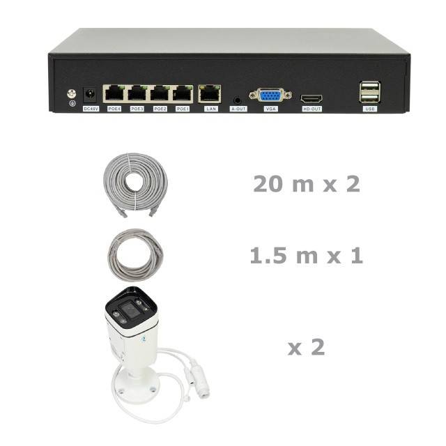 Pachet supraveghere video NVR POE PNI House IP810, 2 camere PNI IP8POE, 8MP si cabluri incluse