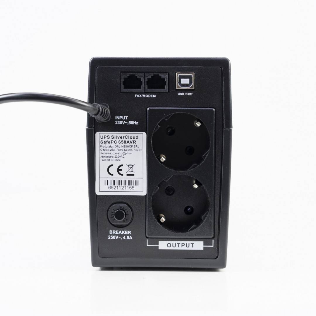 Pachet UPS SilverCloud SafePC 650AVR putere 360W si Sticky Pad Drapel inclus