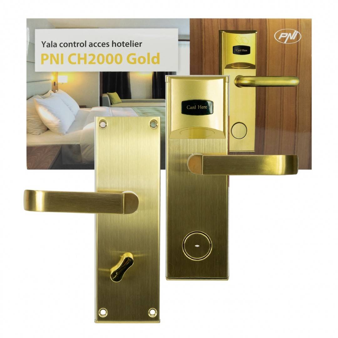 Pachet Yala control acces hotelier PNI CH2000R Gold si Intrerupator cu card PNI ES100