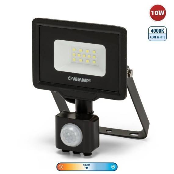 PADLIGHT5: Proiector LED SMD 10W, IP44, negru, 4000K, cu senzor IR