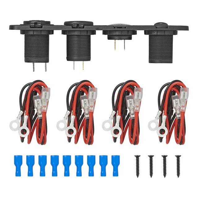 Panou intrerupator voltmetru, incarcator auto, 2x USB, cu voltmetru, bricheta auto, Priza 12V