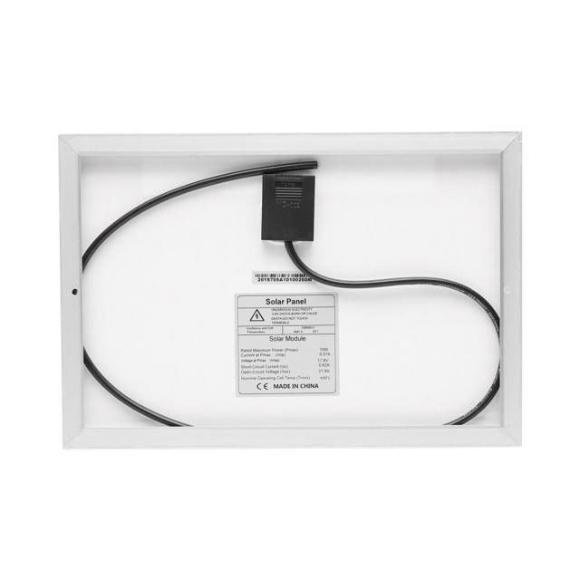 Panou solar 10W fotovoltaic monocristalin cu cablu de conectare 90cm si tensiune maxima 18V 340x240x17mm