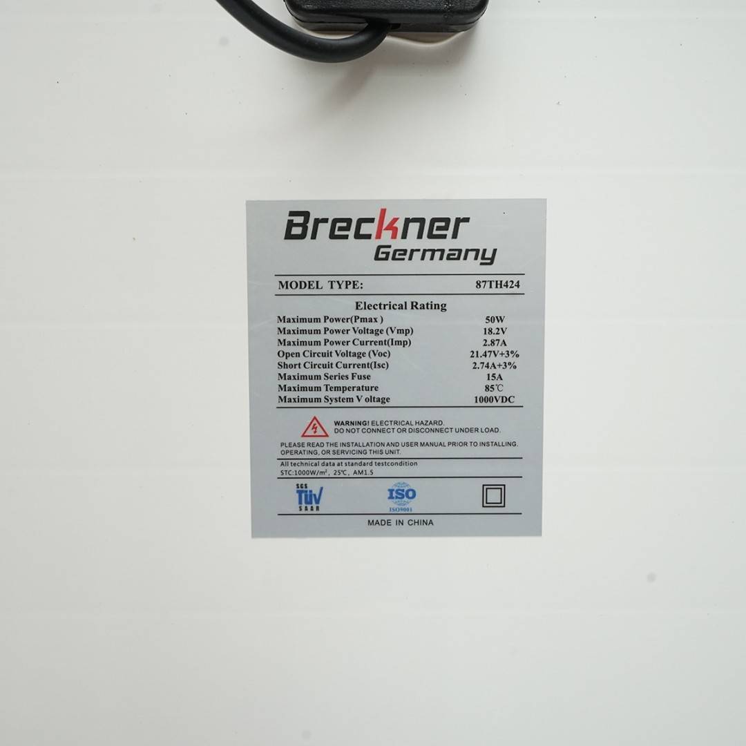 Panou solar 50W fotovoltaic monocristalin 400x670x25mm Breckner Germany
