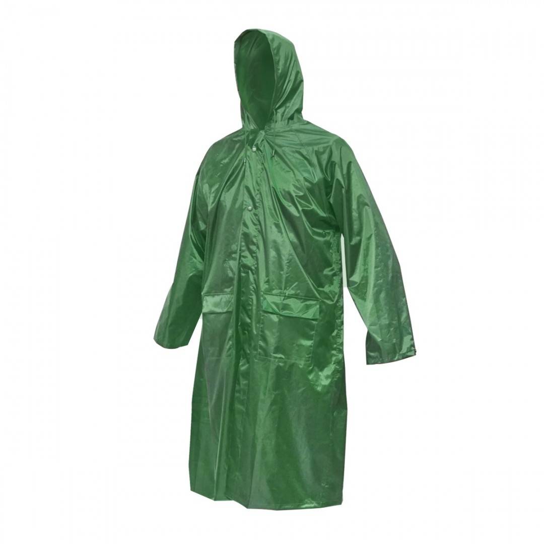 Pelerina cu gluga impermeabila L din poliester cu membrana PVC fante de aerisire, 2 buzunare si fermoar verde Breckner Germany