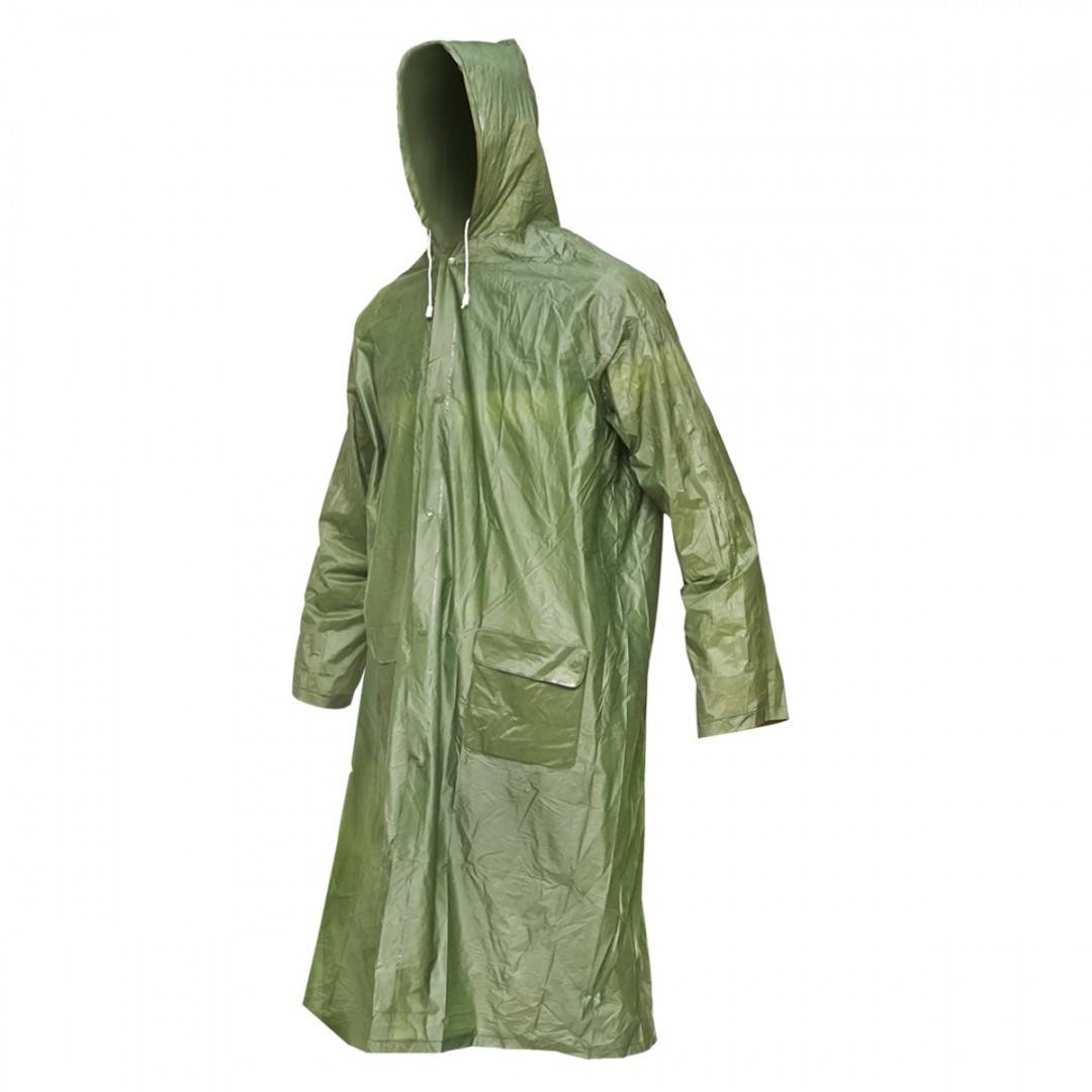 Pelerina cu gluga impermeabila L din PVC, 2 buzunare, inchidere cu capse, verde inchis Breckner Germany