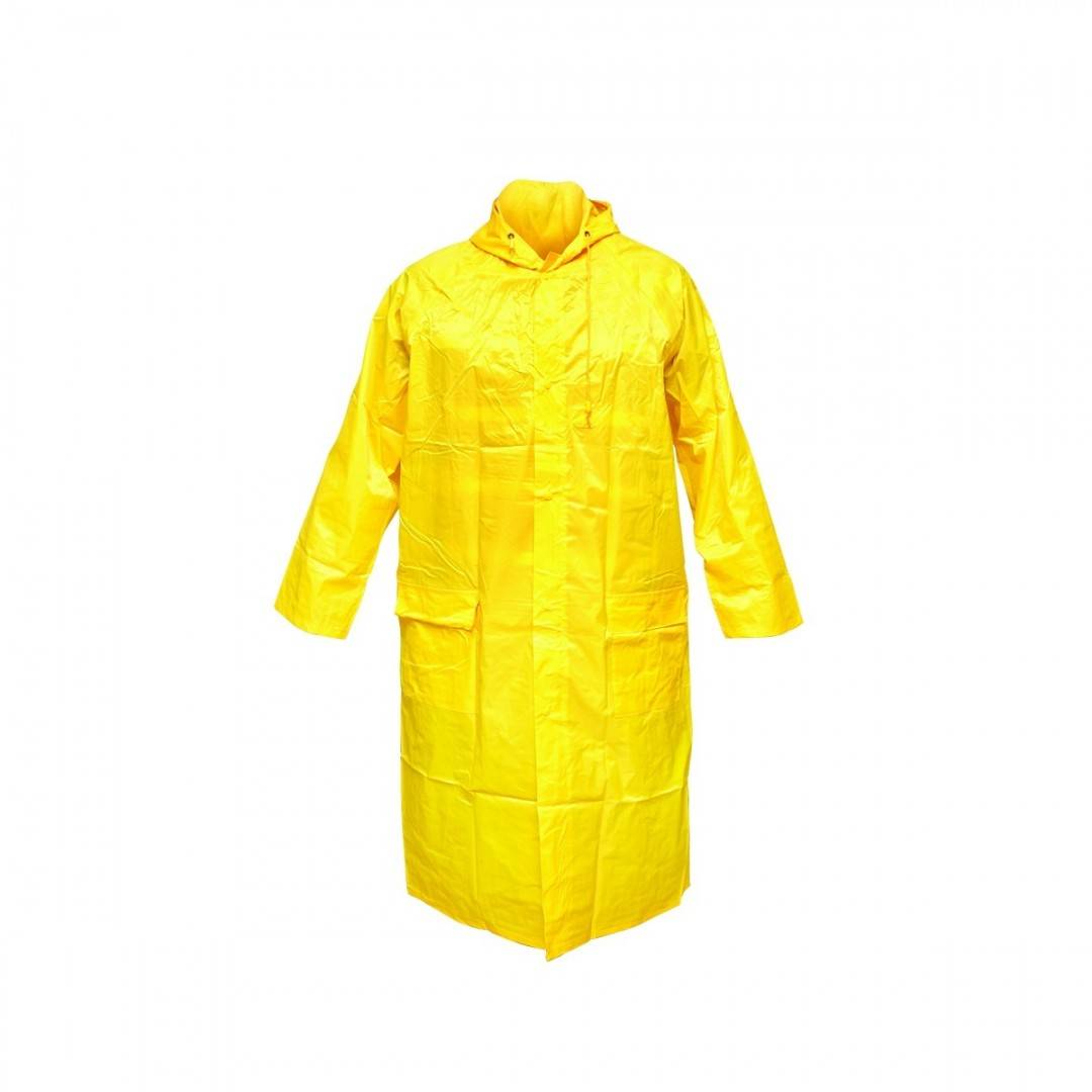 Pelerina cu gluga impermeabila XL din poliester cu membrana PVC fante de aerisire, 2 buzunare si fermoar galben Breckner Germany