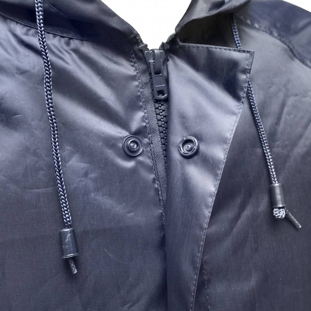 Pelerina cu gluga impermeabila XL din poliester cu membrana PVC fante de aerisire, 2 buzunare si fermoar navy blue Breckner Germany