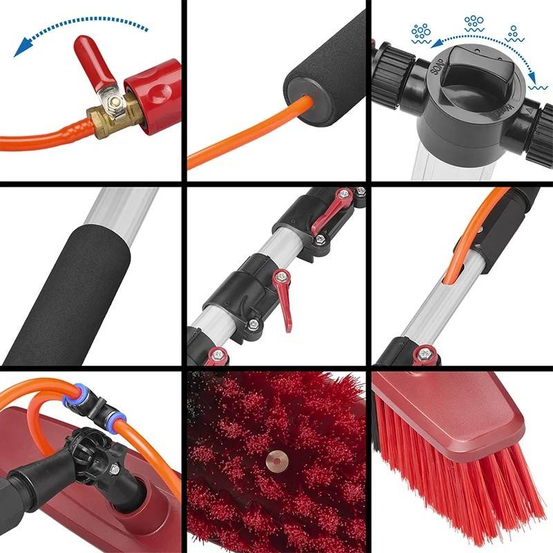 Perie de spalat Heavy Duty cu maner telescopic reglabil (116–450 cm), dotata cu dozator de sapun