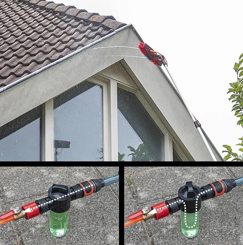 Perie de spalat Heavy Duty cu maner telescopic reglabil (116–450 cm), dotata cu dozator de sapun