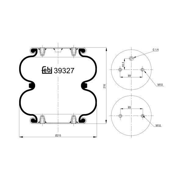 Perna aer 210mm , gauri paralele , FEBI