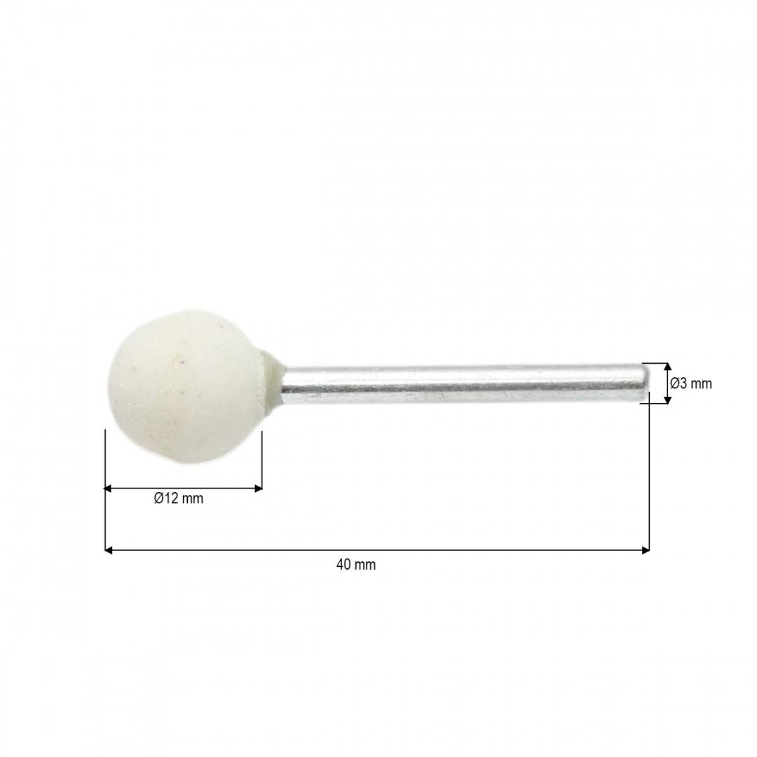 Piatra polizat anvelope abraziva sferica 12mm, tija 3mm