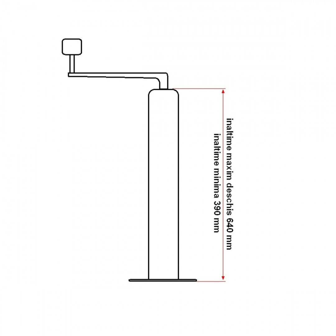 Picior de sprijin reglabil pentru remorca diametru 48mm inaltime minima 390mm, maxima 640mm