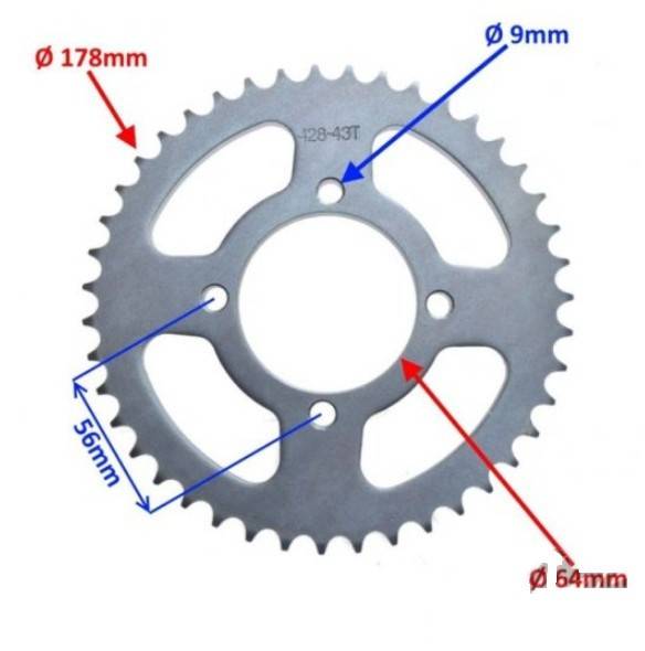 Pinion lant 428, 43 dinti Yamaha YBR 125cc