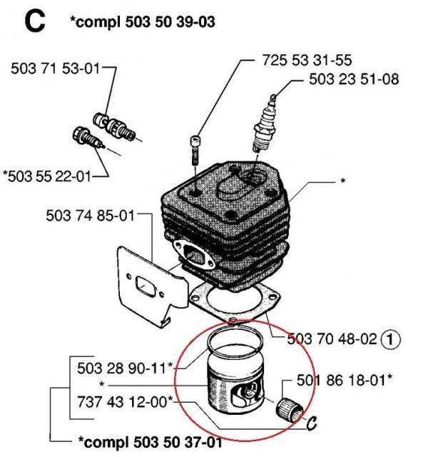 Piston drujba Husqvarna 154, 254, Ø 45 mm Meteor