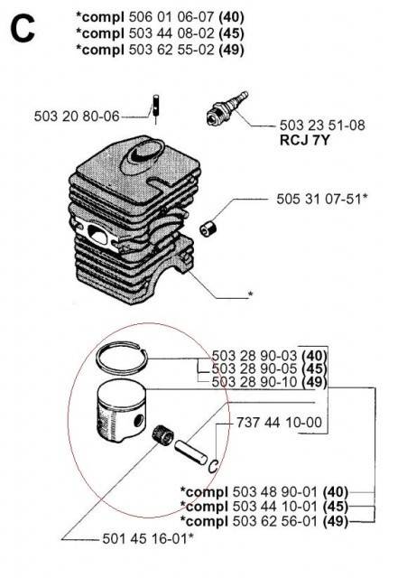 Piston drujba Husqvarna 45, 245R / Jonsered 2045 Ø 42 mm Meteor