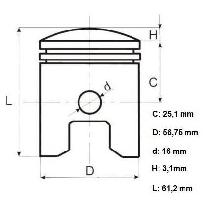 Piston scuter 2T 125CC Cagiva Mito 56.75mm