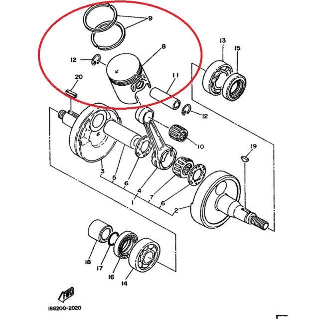 Piston scuter 2T 125cc Yamaha DT 56.5mm (h 66mm)