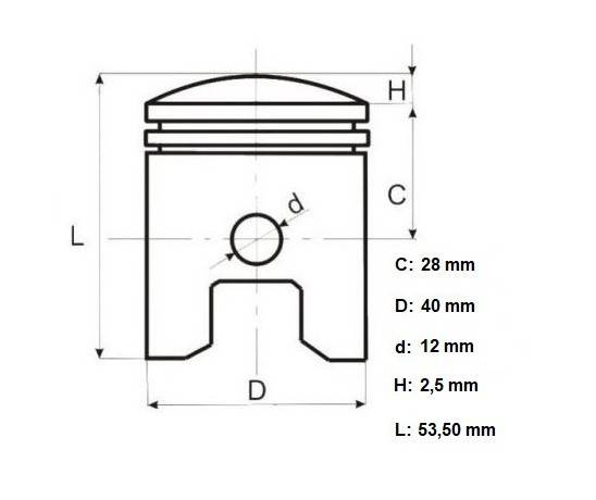 Piston scuter 2T 50cc Honda Dio Bali / Kymco 40mm