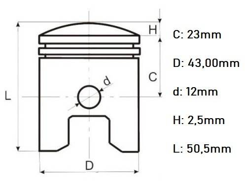 Piston scuter 2T 50cc Yamaha DT 40mm