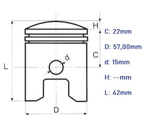 Piston scuter 4T Piaggio Fly 125cc (57mm Ø 15mm)