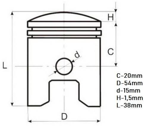 Piston scuter Yamaha YBR 125cc Ø54mm