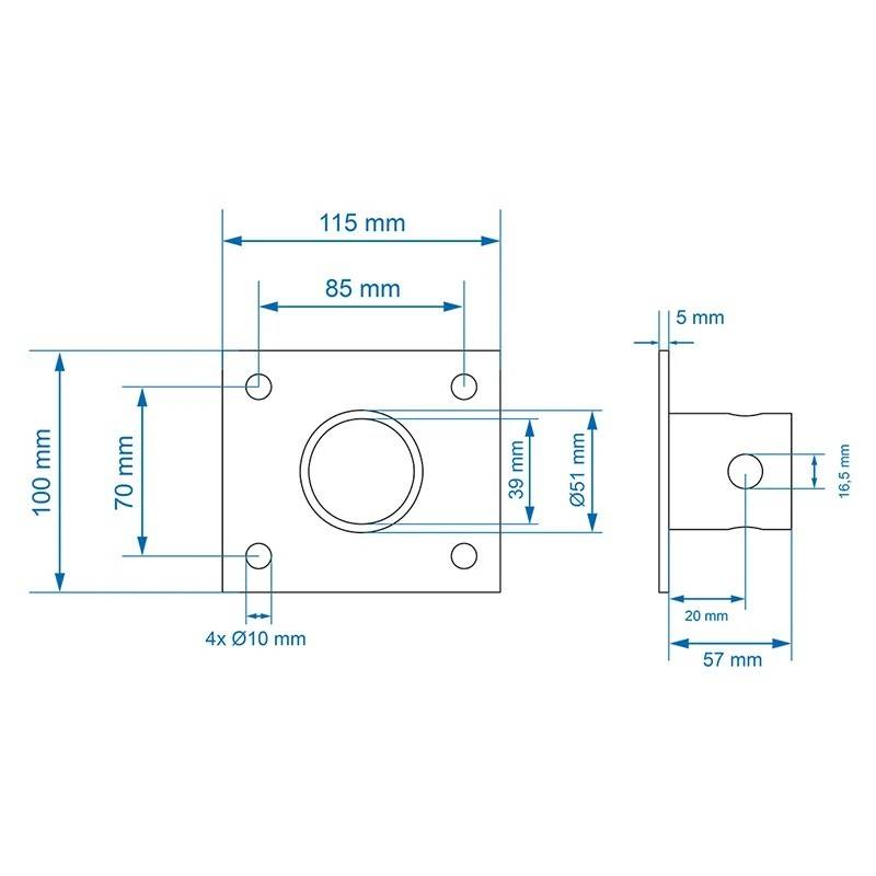 Placă de montare pentru suport de sprijin 115x100mm