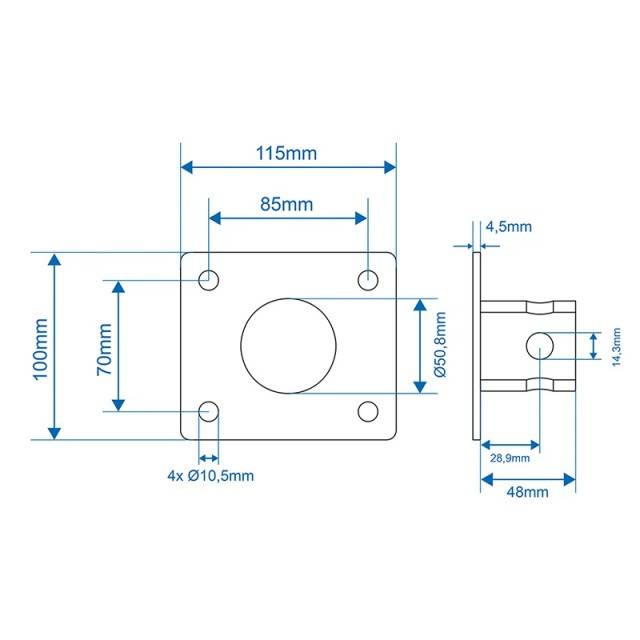 Placă de montare pentru suport de sprijin 115x110mm