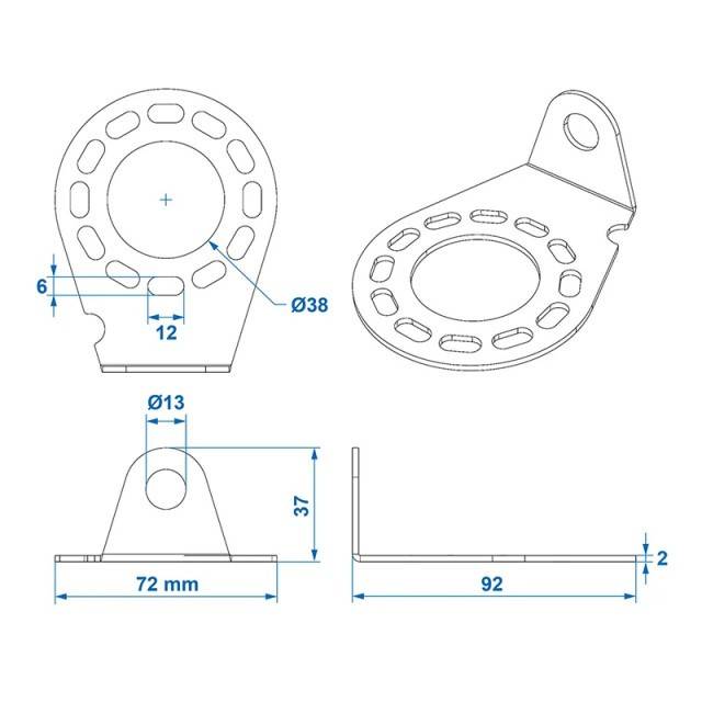 Placa de montaj metalica in unghi 9.2 x 7.2 cm