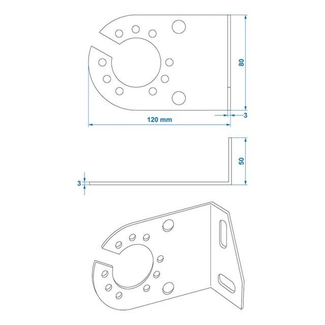 Placa de montaj metalica lateral pentru priza 8 x 5 cm