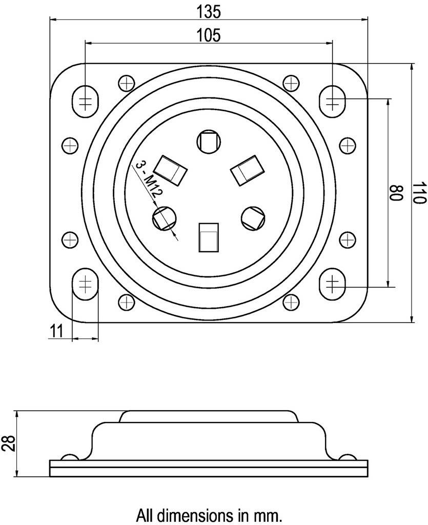 Placa pivotanta 135x110mm, 800kg