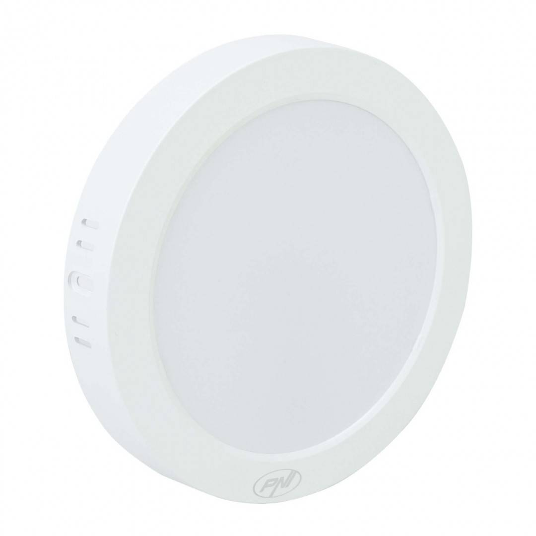 Plafoniera LED PNI D-Light CL2418 18W, rotunda 21.7 cm, 6400K, 230V, 1980 lm, alb rece