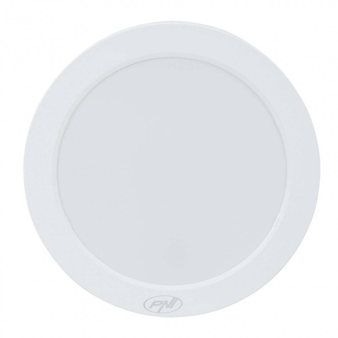 Plafoniera LED PNI D-Light CL2418 18W, rotunda 21.7 cm, 6400K, 230V, 1980 lm, alb rece