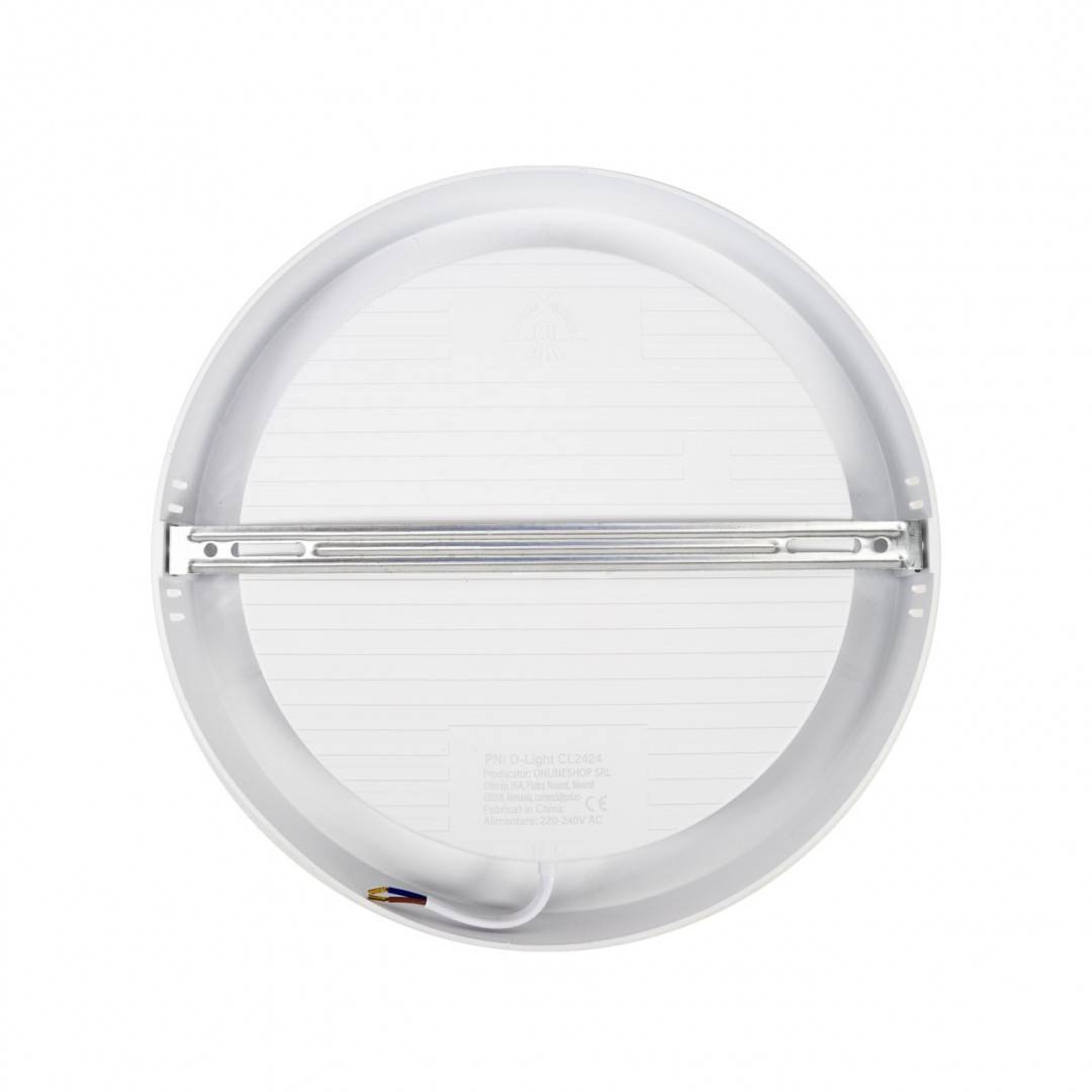 Plafoniera LED PNI D-Light CL2424 24W, rotunda 29 cm, 2700K, alimentare 230V, 2640 lm, alb cald