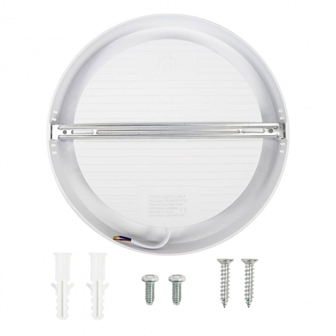 Plafoniera LED PNI D-Light CL2424 24W, rotunda 29 cm, 2700K, alimentare 230V, 2640 lm, alb cald