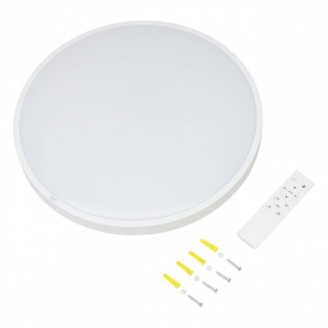 Plafoniera LED PNI D-Light CL2436D 36W, dimabila, cu telecomanda, rotunda 41 cm, 3000K-6500K, alimentare 230V, 3600 lm, alb