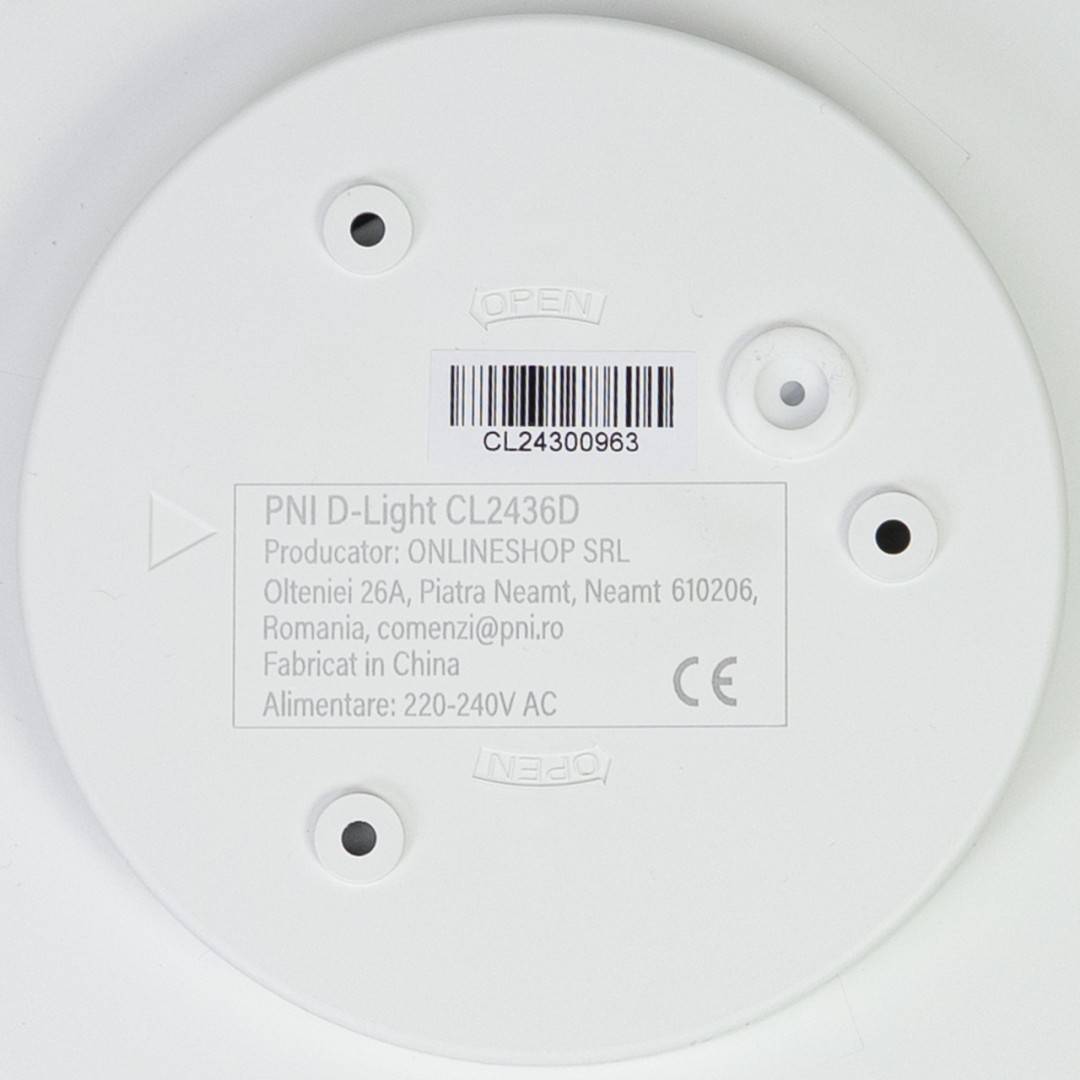 Plafoniera LED PNI D-Light CL2436D 36W, dimabila, cu telecomanda, rotunda 41 cm, 3000K-6500K, alimentare 230V, 3600 lm, alb