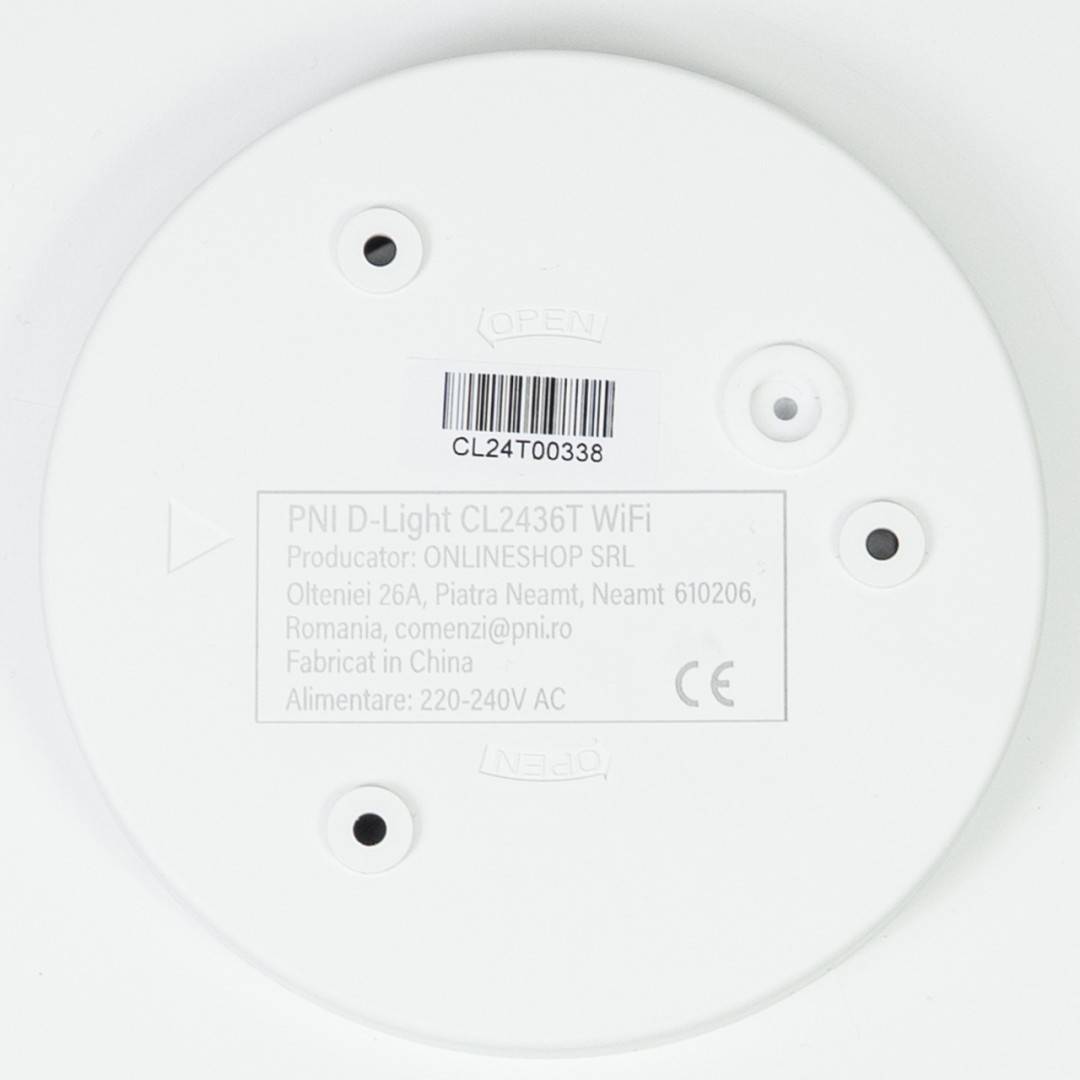Plafoniera LED PNI D-Light CL2436T Wi-Fi, RGBW, 36W, dimabila, rotunda 41 cm, 3000K-6500K, alimentare 230V, 3600 lm, alb, control din Tuya app