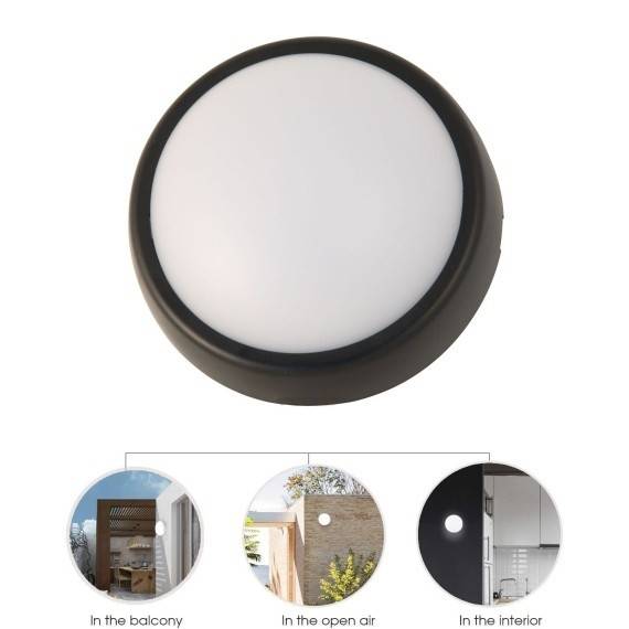 Plafoniera LED rotunda. IP54, 700 lumeni. Cu 2 capace (negru si alb)