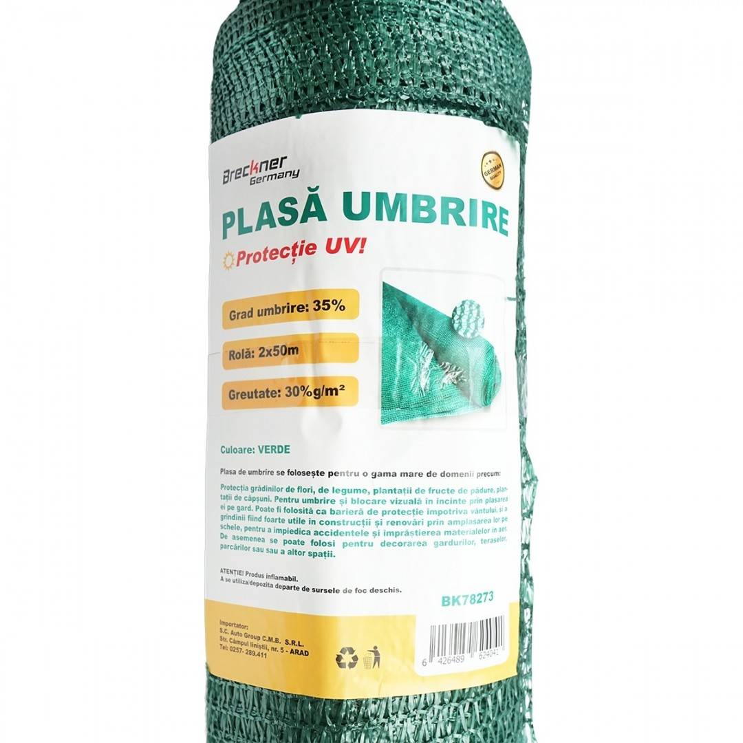 Plasa umbrire 35% latime 2M si lungime 50M verde din polietilena cu protectie UV