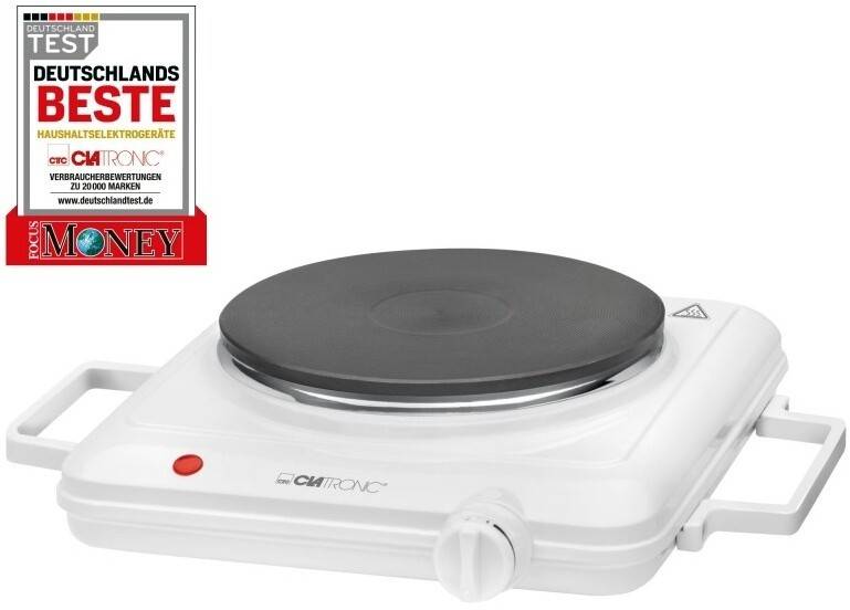 Plita electrica, Clatronic, EKP 3582, 1500W, Indicator luminos, Alb