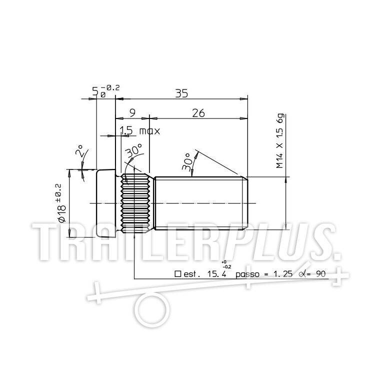 Prezon roata M14*1,5 pentru KNOTT