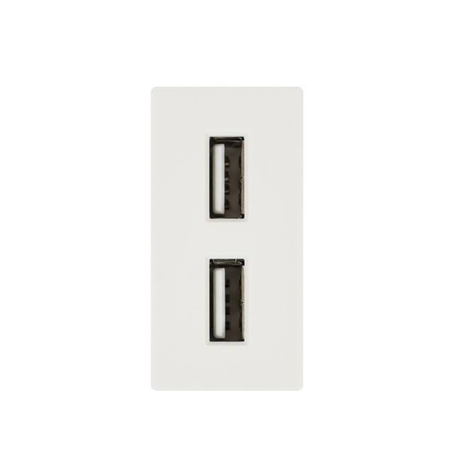 Priza alimentare 2 x USB PNI UB20, 5V 2.4A, max. 12W, modulara, tip F 1/2, montaj incastrat