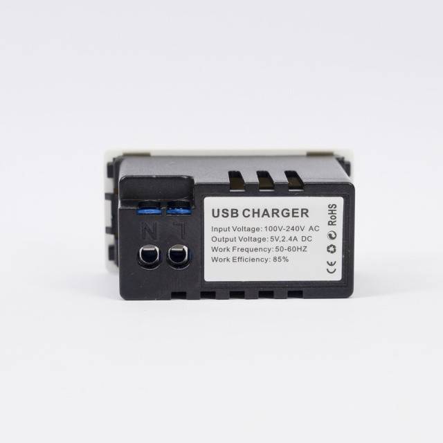 Priza alimentare 2 x USB PNI UB20, 5V 2.4A, max. 12W, modulara, tip F 1/2, montaj incastrat